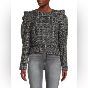 Donna Karan Tweed Fringe Blouse